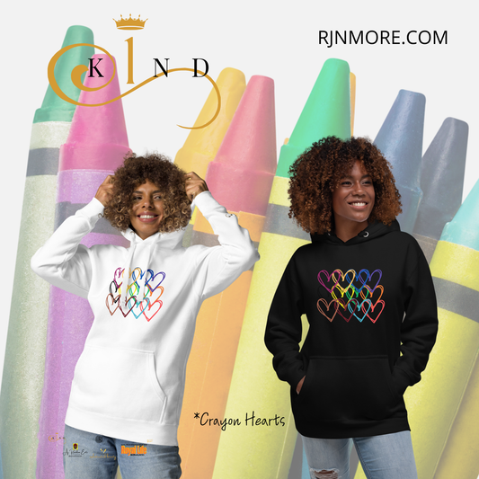 Crayon Hearts Hoodie - 1kind by Rj