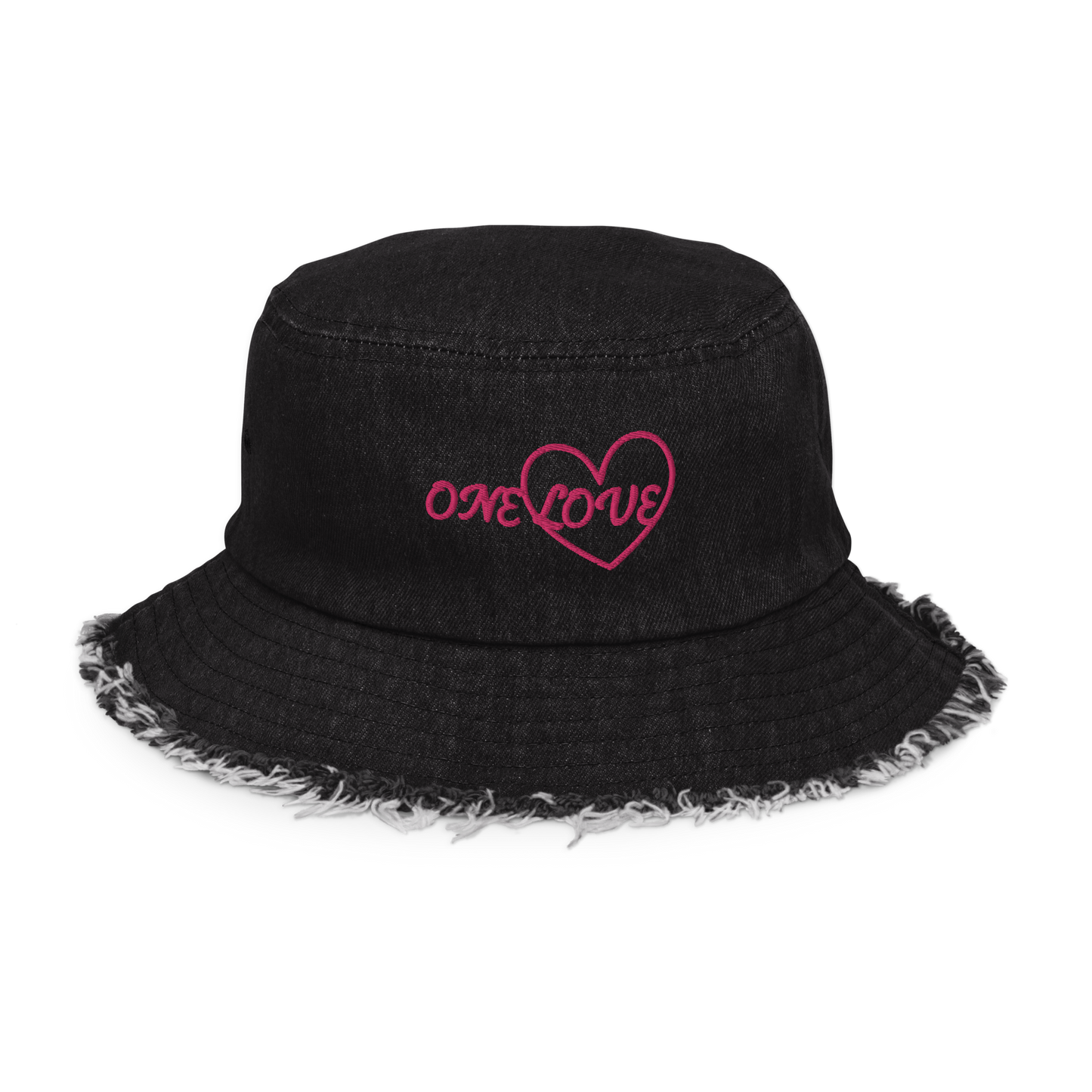 One/Love Distressed denim hat - 1kind by Rj