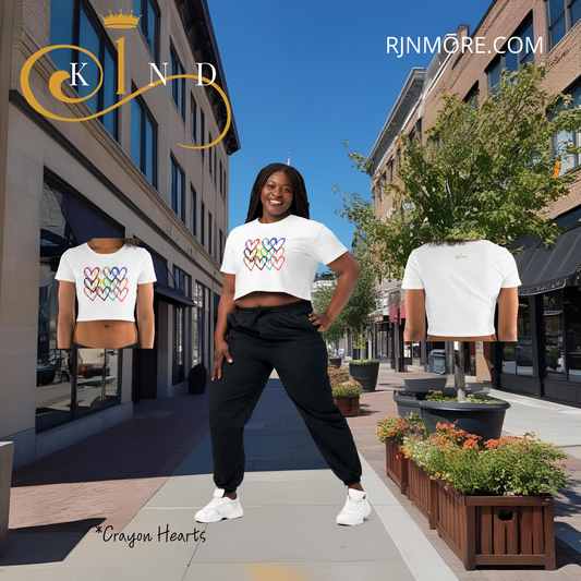 Crayon Hearts Women’s Crop Tee - 1kind by Rj