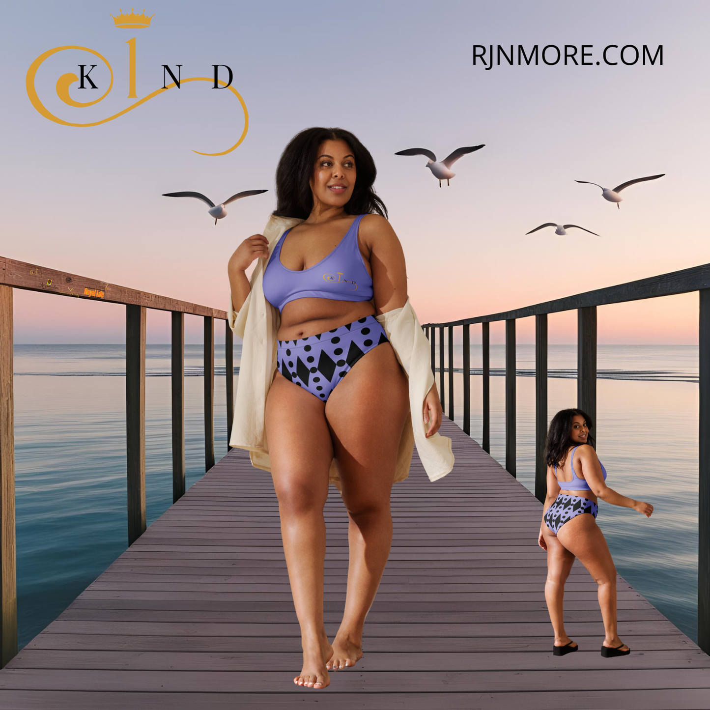 High-waisted bikini - Purple - 1kind by Rj