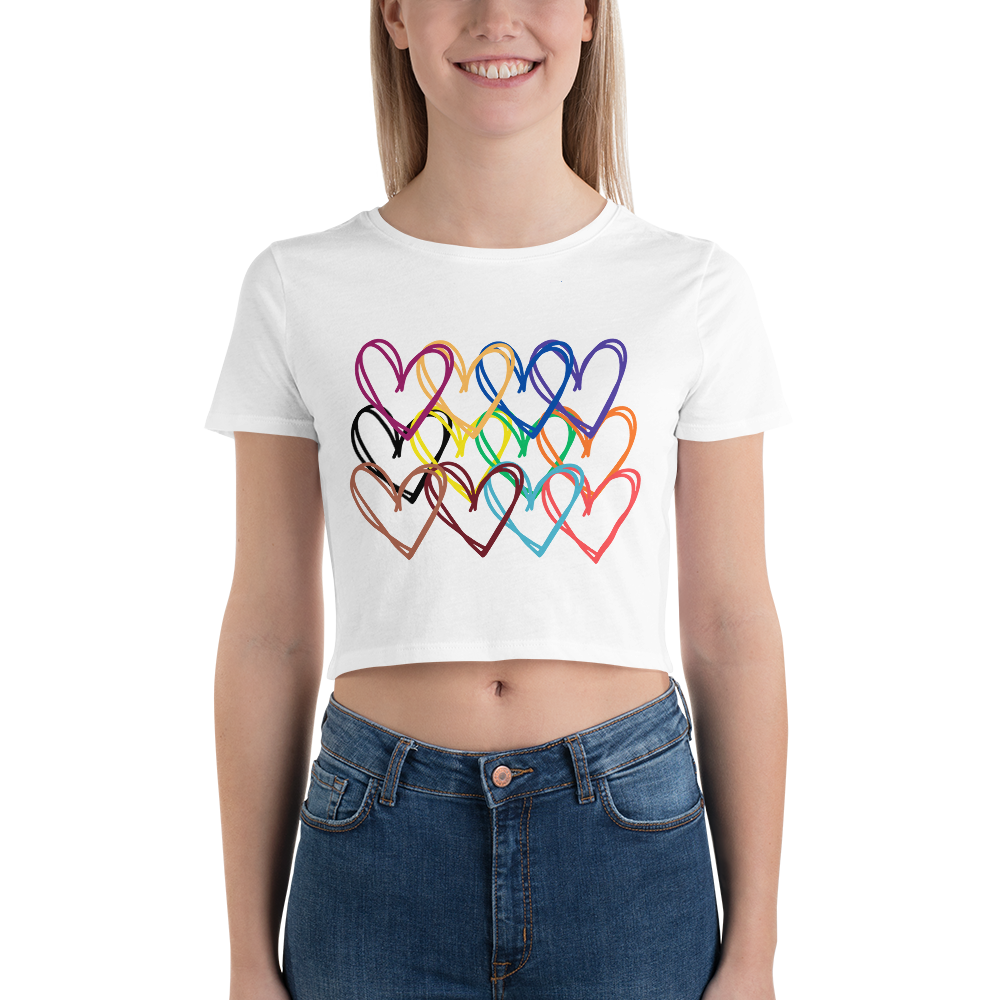 Crayon Hearts Women’s Crop Tee - 1kind by Rj