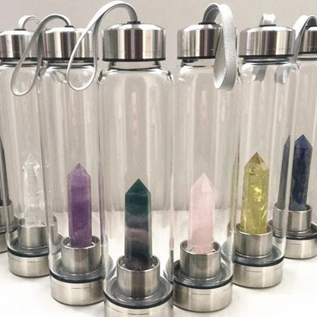 Gemstone Glass Water Bottle