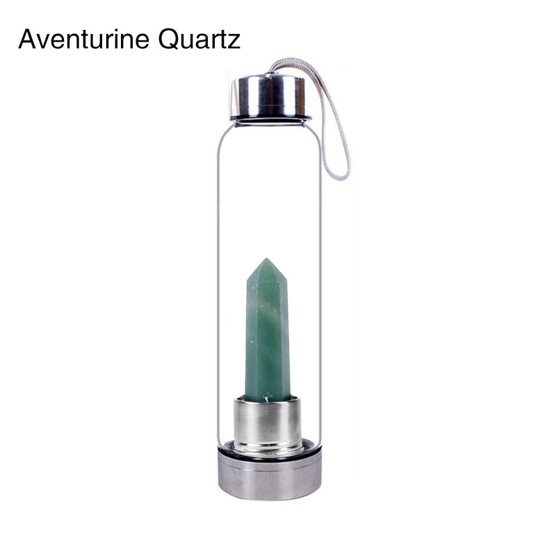 Gemstone Glass Water Bottle