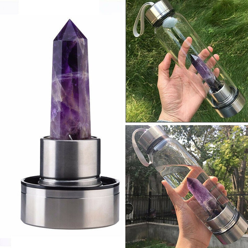 Gemstone Glass Water Bottle