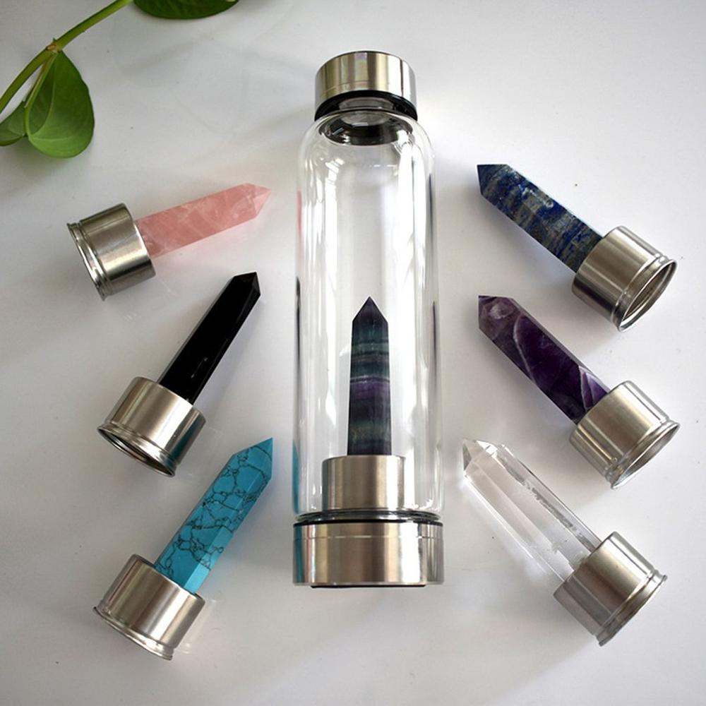 Gemstone Glass Water Bottle