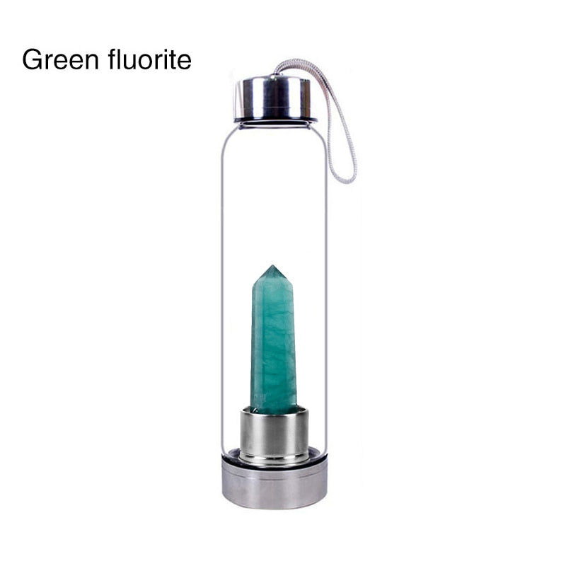 Gemstone Glass Water Bottle