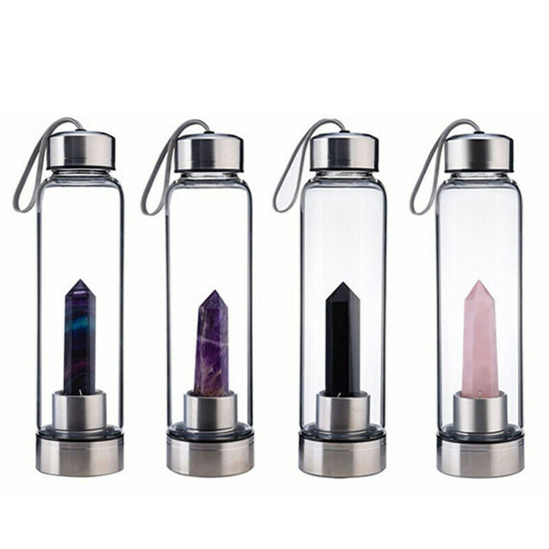 Gemstone Glass Water Bottle