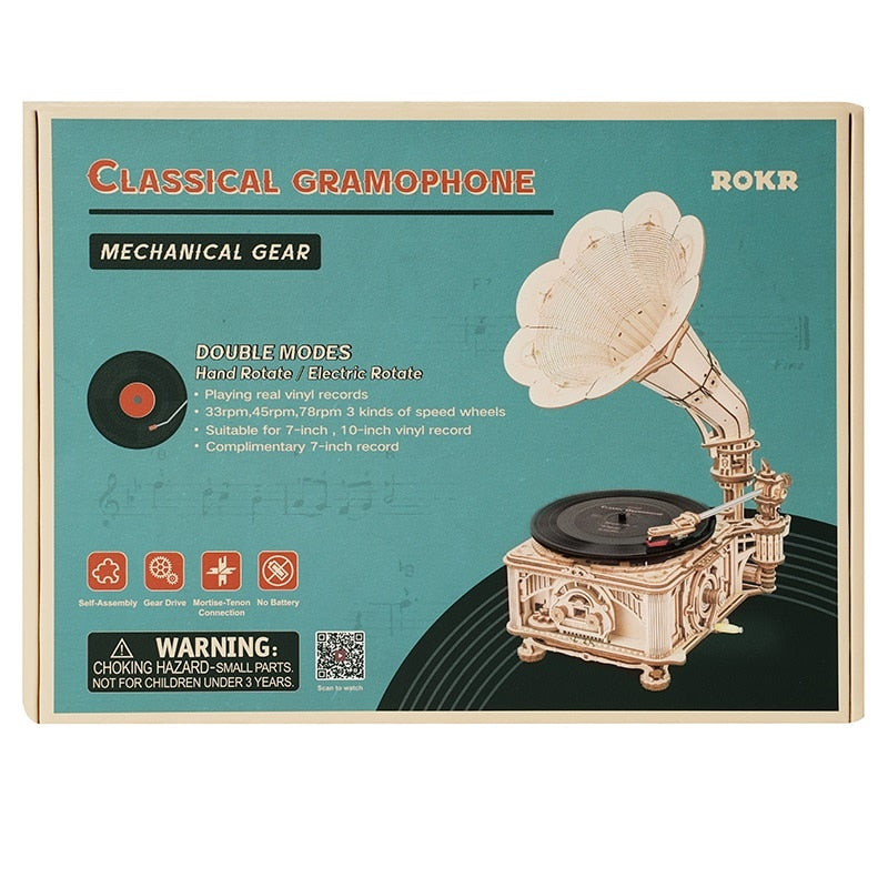 Robotime Classic Hand Crank Gramophone