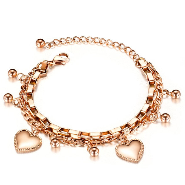 Stainless Steel Love Heart Bracelets