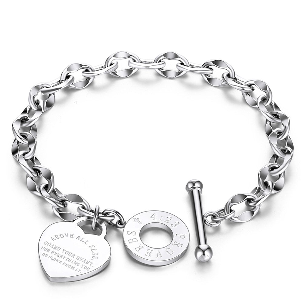 Stainless Steel Love Heart Bracelets