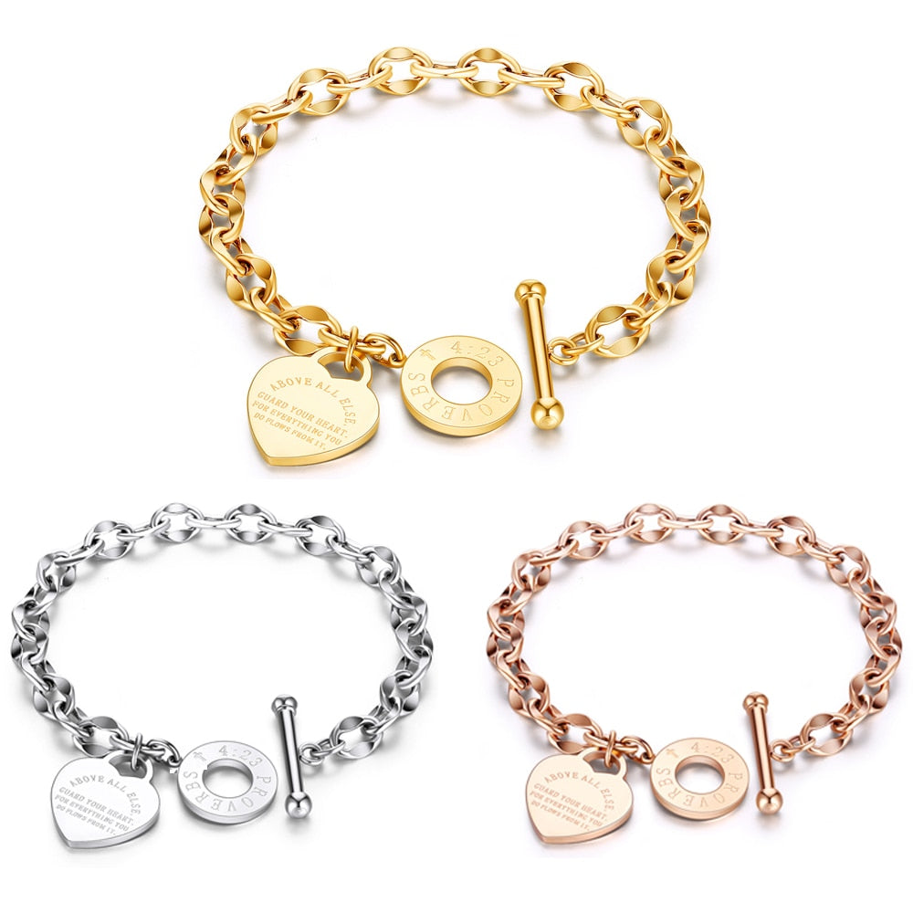 Stainless Steel Love Heart Bracelets