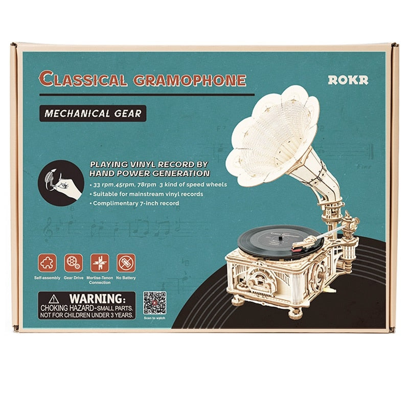 Robotime Classic Hand Crank Gramophone