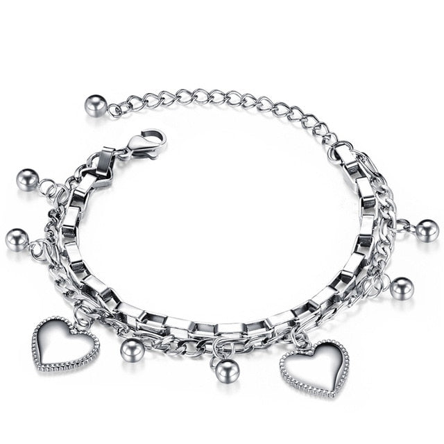 Stainless Steel Love Heart Bracelets