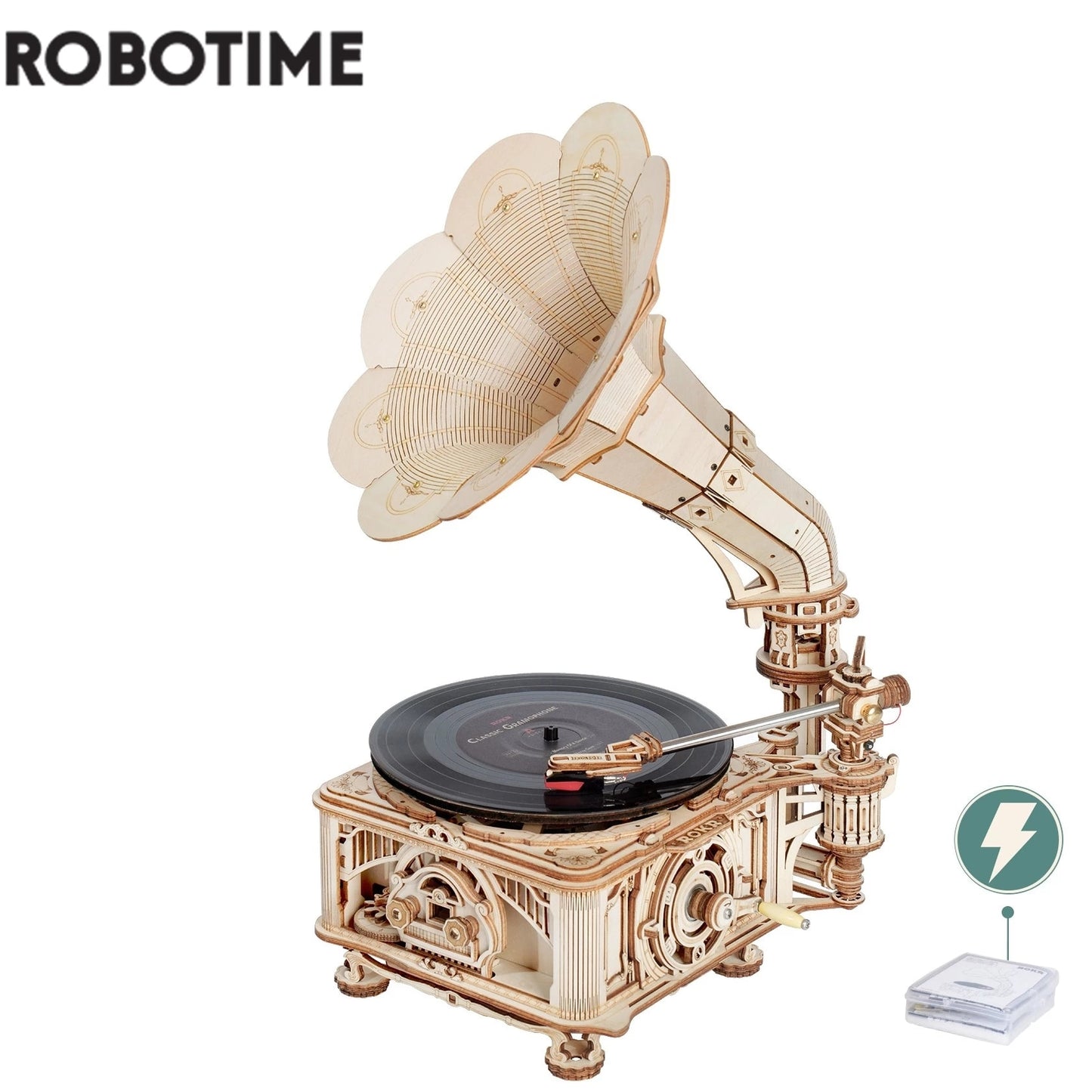 Robotime Classic Hand Crank Gramophone